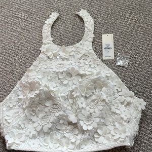 Sachin & Babi Marta Floral Appliqué Halter Top